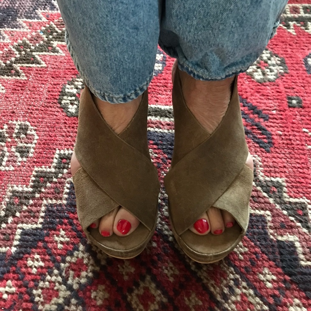 Roberto Del Carlo Taupe Suede Crisscross Mules Made in Italy 41